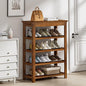 Bamworld Shoe Rack 5 Tier Wooden Storage Benches Wood Free Standing Shoe Shelf for Entryway Hallway (Brown,31.5")