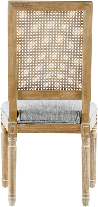 Merax Upholstered Solid Wood Dining Chairs Set of 6, French Country Style Accent Side Seating Furniture for Kitchen, Living Room, Wicker Back, Grayish Green