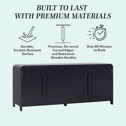 Walker Edison Chantelle Sideboard TV Stand with Storage, 70", Black