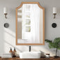 WallBeyond Scalloped Wood Mirror for Small Bathroom Vanity 20x30 Inch Rectangle Wall Mirror Decor for Hallway Bedroom Living Room Home (Honey-Colored)