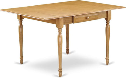 East West Furniture MZNO3-OAK-W 3 Piece Kitchen Table Set for Small Spaces Contains a Rectangle Dining Room Table with Dropleaf and 2 Solid Wood Seat Chairs, 36x54 Inch, Oak