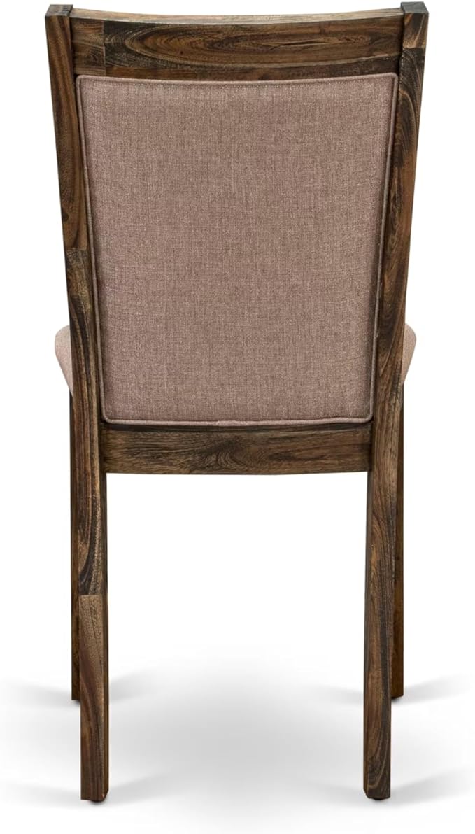 East West Furniture V727MZ716-5 5 Piece Dining Table Set for 4 Includes a Rectangle Kitchen Table with V-Legs and 4 Dark Khaki Linen Fabric Parson Dining Chairs, 40x72 Inch, Multi-Color