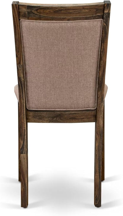 East West Furniture V727MZ716-5 5 Piece Dining Table Set for 4 Includes a Rectangle Kitchen Table with V-Legs and 4 Dark Khaki Linen Fabric Parson Dining Chairs, 40x72 Inch, Multi-Color