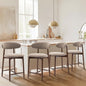 COLAMY Counter Height Bar Stools Set of 4, Kitchen Bar Stools with Back, Mid Century Modern Upholstered, with Wood Legs for Kitchen Island Dining Room, Camel