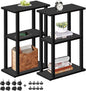 TUTOTAK Small Side Table, Narrow End Table, Bedside Table, Set of 2, Couch Side Table with Wheels for Living Room or Bedroom, Black TB01BK0612