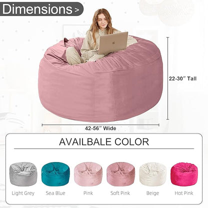HABUTWAY Bean Bag Chair: Giant 4' Memory Foam Furniture Bean Bag Chairs for Adults with Microfiber Cover 4Ft (Soft Pink)