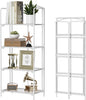 Crofy No Assembly Folding Bookshelf for Living Room, 4 Tier White Collapsible Book Shelf for Home Office, Portable Bookcase Storage Organizer