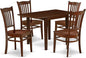 East West Furniture NDGR5-MAH-W 5 Piece Kitchen Table Set for 4 Includes a Rectangle Dining Table with Dropleaf and 4 Dining Room Chairs, 30x48 Inch, Mahogany