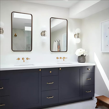 ANDY STAR Bronze Bathroom Mirror, 24x40’’ Rounded Rectangle Oil Rubbed Bronze Mirror in Premium Tube Metal Framed 1’’ Deep Wall-Mounted Mirror Horizontal/Vertical