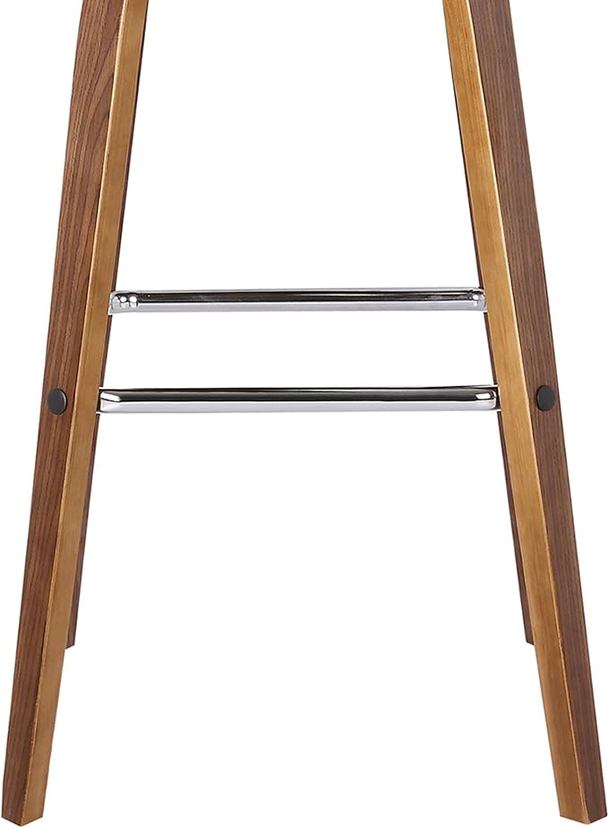 Armen Living Vienna 26" Counter Height Swivel Brown Faux Leather and Walnut Wood Bar Stool