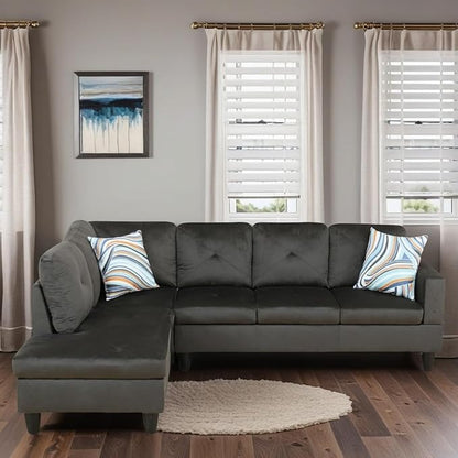 L-Shaped Sectional Sofa, Modern Sectional Couches Home Sofas for Living Room with Movable Chaise, Modular Living Room Sets Furniture for Apartment Bedroom & Office, Grey