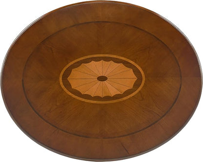 LEEMTORIG Oval Round End Table, 2-Tier Solid Wood End Table Side Table with Drawer, Victorian Vintage Nightstand for Bedroom Living Room Hallway, 28" W x 22" D x 24.2" H, Caramel Brown CJZ-1533-MG