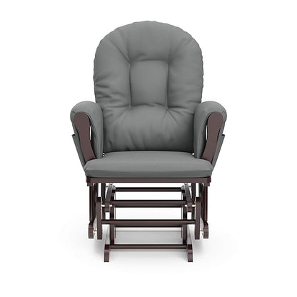 Storkcraft Premium Hoop Glider & Ottoman (Espresso/Gray) — GREENGUARD Gold Certified Nursery Glider, Solid Wood Craftsmanship, Smooth-Gliding Nursery Chair and Ottoman, Award-Winning