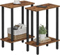 TUTOTAK Small Side Table, Narrow End Table, Set of 2, Skinny Sofa Table, Slim Nightstand, Couch Table, Living Room, Bed Room, Brown TB01BB0622
