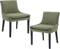 COLAMY Modern Dining Chairs Set of 2, Upholstered Corduroy Accent Side Chairs with Mid Back and Wood Legs for Living Room/Dining Room- Light Green