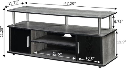 Convenience Concepts Designs2Go Monterey Stand Family Entertainment Center with Storage Cabinets and Shelves, Modern TV Console for Living Room, Office, 47.25", Gray, Black