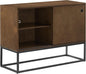 Crosley Furniture Byron Media Console and Record Player Stand with Storage for Vinyl Records, Brown/Black