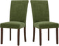 COLAMY Upholstered Parsons Dining Chairs Set of 2, Fabric Dining Room Kitchen Side Chair with Nailhead Trim and Wood Legs - Green