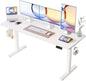 YIHAYO Electric Standing Desk, 63 x 24 Inches Stand Up Desk with Splice Board, Adjustable Height Desk, Computer Desk for Home Office, White Frame/White Top