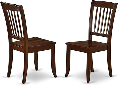 East West Furniture ESDA3-MAH-W 3 Piece Modern Dining Table Set Contains a Round Wooden Table with Pedestal and 2 Dining Room Chairs, 30x30 Inch, Mahogany