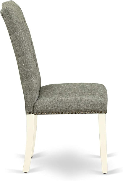 East West Furniture X027EL207-5 5 Piece Dining Room Furniture Set Includes a Rectangle Dining Table with X-Legs and 4 Gray Linen Fabric Upholstered Chairs, 40x72 Inch, Multi-Color