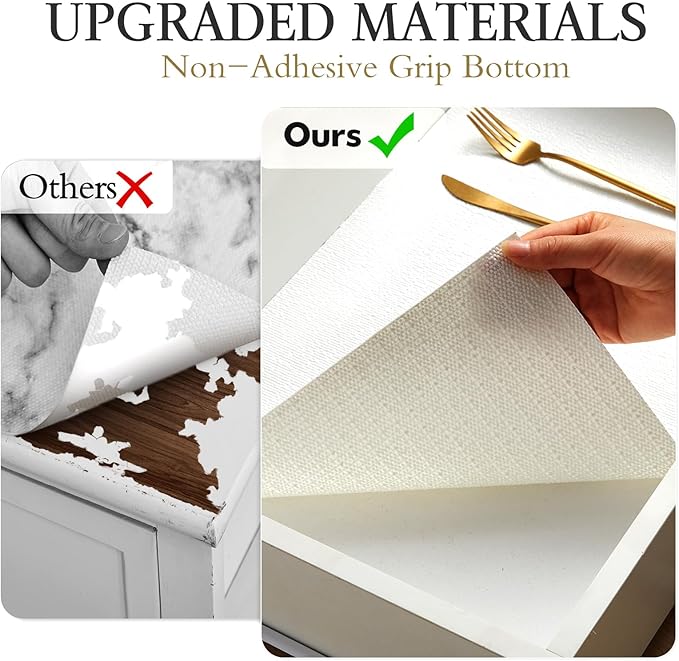 Beautysaid Shelf and Drawer Liner for Kitchen Cabinet, Non Adhesive Non Slip Shelf Paper Waterproof Washable Thickened for Dresser Pantry Shelve Bathroom Protector Liner(White,23.6 in x 20 FT)