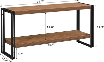 2 Shelf Bookcase Small Display Book Shelf Rustic Industrial, Brown