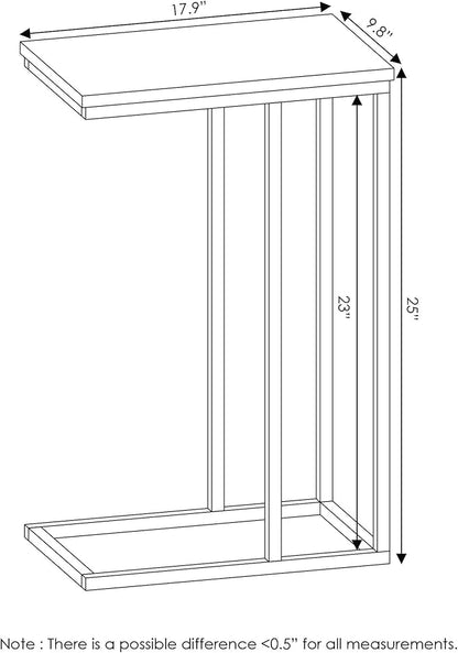 Furinno Camnus Modern Living C Shaped Sofa Side Table, 9.8 in x 17.9 in x 25 in, Americano