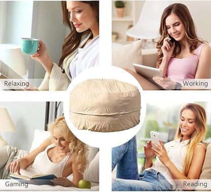 BCU Giant Bean Bag Cover Inner Lining for EPP EPS Beanbag Beans Storage Reusable Washable, 5FT