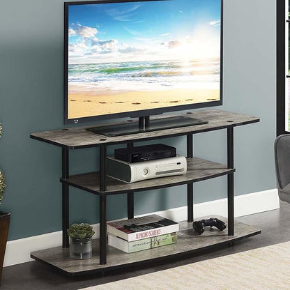 Convenience Concepts Designs2Go No Tools 3-Tier Wide TV Stand 42" - Entertainment Center for TVs up to 46 Inches, Modern TV Mount with Shelves for Living Room, Faux Birch/Black