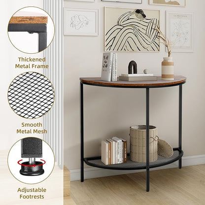 Entry Table Narrow Livingroom Furniture: 2 Tier Modern Console Table with Gold Frame and Imitation Marble Top for Kitchen Bedroom Hallway Living Room Office and More (Black)