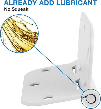 6 Pack 3.5 Inch Door Hinges White Matte Rounded 3 1/2 Inch Noise Free Iron Residential Standard Hinge for Interior Doors,House/Flat/Apartment/Dorm/Loft/Hut/Cottage-TCDHINGES Factory Hardware 3 ½"