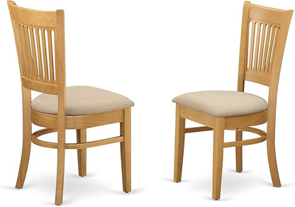 East West Furniture NDVA3-OAK-C 3 Piece Dining Room Furniture Set Contains a Rectangle Kitchen Table with Dropleaf and 2 Linen Fabric Upholstered Dining Chairs, 30x48 Inch, Oak