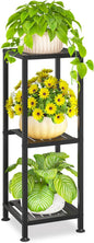 KMOTASUO 3 Tiered Black Tall Plant Stand for Indoor Outdoor, Heavy Duty Metal Multiple Large Planter Rack for Narrow Corner, Sturdy Iron Vertical Flower Holder for Modern House, Patio, Bathroom, Porch