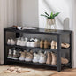 Apicizon Shoe Rack, 35.5 Inches 3-Tier Shoe Rack for Entryway with Long Seat and Metal Shelves for Garage, Industrial Storage Bench with Steel Structure for Living Room, Bedroom, Mudroom, Black