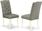 East West Furniture ELP2T07 Elsa Parson Dining Room Chairs - Button Tufted Nailhead Trim Gray Linen Fabric Padded Chairs, Set of 2, Linen White