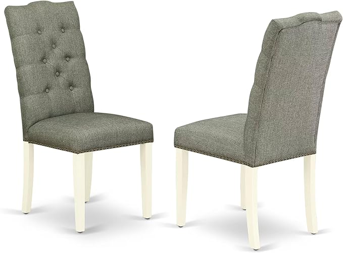 East West Furniture X027EL207-5 5 Piece Dining Room Furniture Set Includes a Rectangle Dining Table with X-Legs and 4 Gray Linen Fabric Upholstered Chairs, 40x72 Inch, Multi-Color