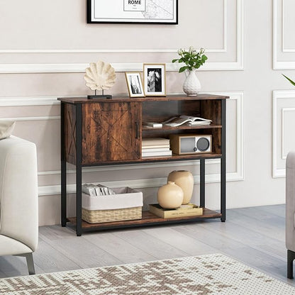 41" Console Table with Storage Shelf, Entryway Table with Storage, Behind Couch Table, Sofa Table for Entryway, Hallway, Living Room, Foyer, Kitchen, Rustic Brown