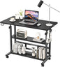 Adjustable Height Standing Desk, Rolling Stand Up Desk with Storage Shelves, 31.5" Small Mobile Computer Desk, Portable Laptop Table (Simple Black)