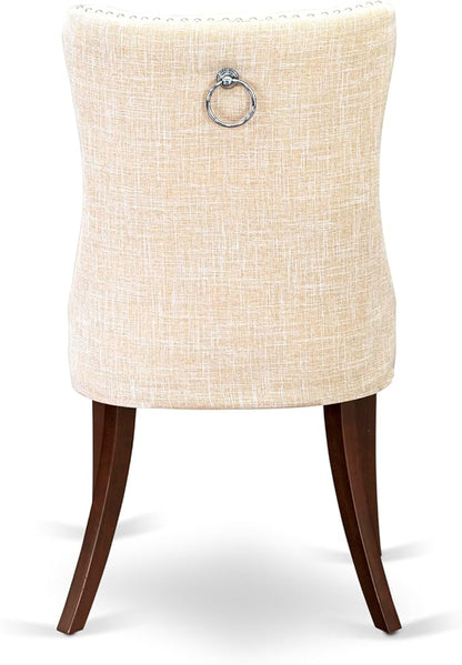 East West Furniture DODA5-MAH-32 5 Piece Kitchen Table Set Consists of a Rectangle Dining Table with Butterfly Leaf and 4 Polyester Fabric Padded Chairs, 42x78 Inch, Mahogany