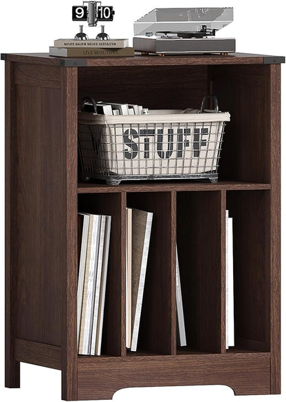 ChooChoo Record Player Stand, Vinyl Record Storage Cabinet, Turntable Stand Holds up to 160 Albums, Record Player Table Display Shelf for Living Room, Bedroom, Office, Walnut