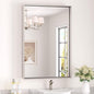 Keonjinn 24 x 36 In Brushed Nickel Bathroom Mirror, Rectangular Metal Framed Wall Vanity Mirror for Over Sink Square Corner Aluminum Alloy Modern Farmhouse Rectangle Silver Mirror(Horizontal/Vertical)