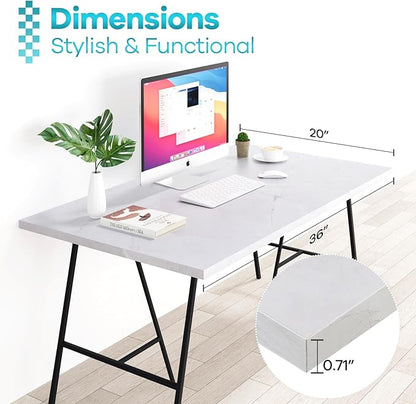 Kaboon Universal Tabletop 36"x20", Solid One-Piece Melamine Table Top, Double L-Desk Floating Desk DIY, Home and Office Countertop, White Rock
