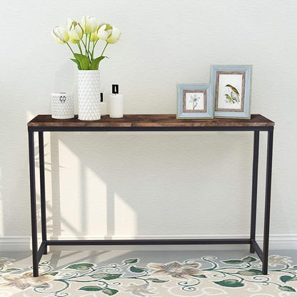 HOMERECOMMEND Rustic Brown Console Table for Entryway, Living Room, Hallway - 41.54" x 11.60" x 27.95"