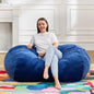 Hobestluk 3FT Bean Bag Chair Large Beanbag with Removable Cover Adult Bean Bag Chair with Portable Handle Desgin for Living Room Bedroom (Blue, 3FT)