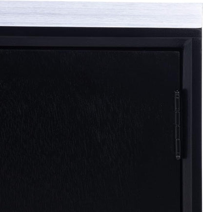 SAFAVIEH Sorrel TV Stand for up to 55" Flatscreen – Black, 2 Doors with Interior Storage, 2 Open Shelves, Entertainment Media Console (MED5701B)
