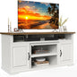 Marsail Modern Farmhouse TV Stand, Entertainment Center with Storage Cabinets, Adjustable Shelves and Power Outlets for Televisions up to 80 Inch, TV Console Table for Living Room, Brown&White