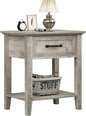 IDEALHOUSE Grey Nightstand, End Table with Drawer, Side Table for Spaces, 2 Tiers Storage Shelves with Dresser, Bedside Table for Living Room, Bedroom, Dorm (Grey)