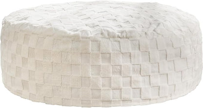 Hobestluk Bean Bag Chairs Beanbag Chair with Filler Adult Bean Bags with Fluffy Cover, Giant Bean Bag Chairs for Adults for Living Room, Bedroom (White, 6FT - 70" x 70" x 15")