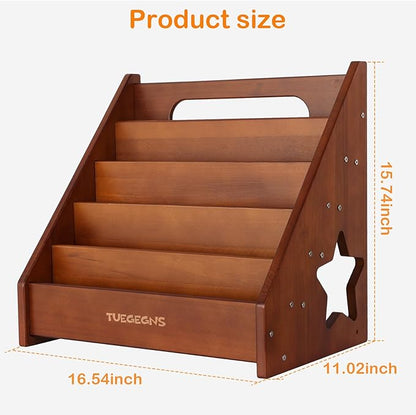 Montessori Bookshelf,Toddler Bookshelf for Kids,Organize Your Little One's Reading Adventure with Our Natural Wood Kids Bookshelf - Perfect for Ages 1-5! (Brown)